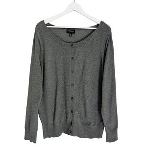 Lane Bryant Women’s Button Front Scoop Neck Sweater Grey Size‎ 14 16